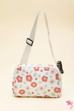 White Floral Print Crossbody Bag