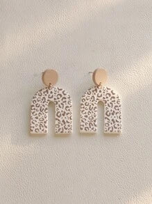 LEOPARD PRINT U SHAPED DROP EARRINGS