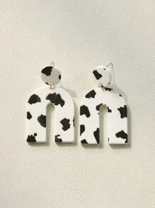 COW PRINT U DROP EARRINGS