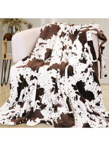 COW PRINT, BLACK, BROWN & WHITE FLEECE THROW