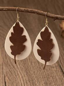 LEATHER LEAF DANGLE EARRINGS