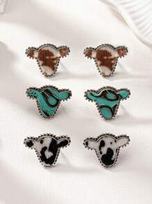 PU LEATHER WESTERN CATTLE STUD EARRINGS