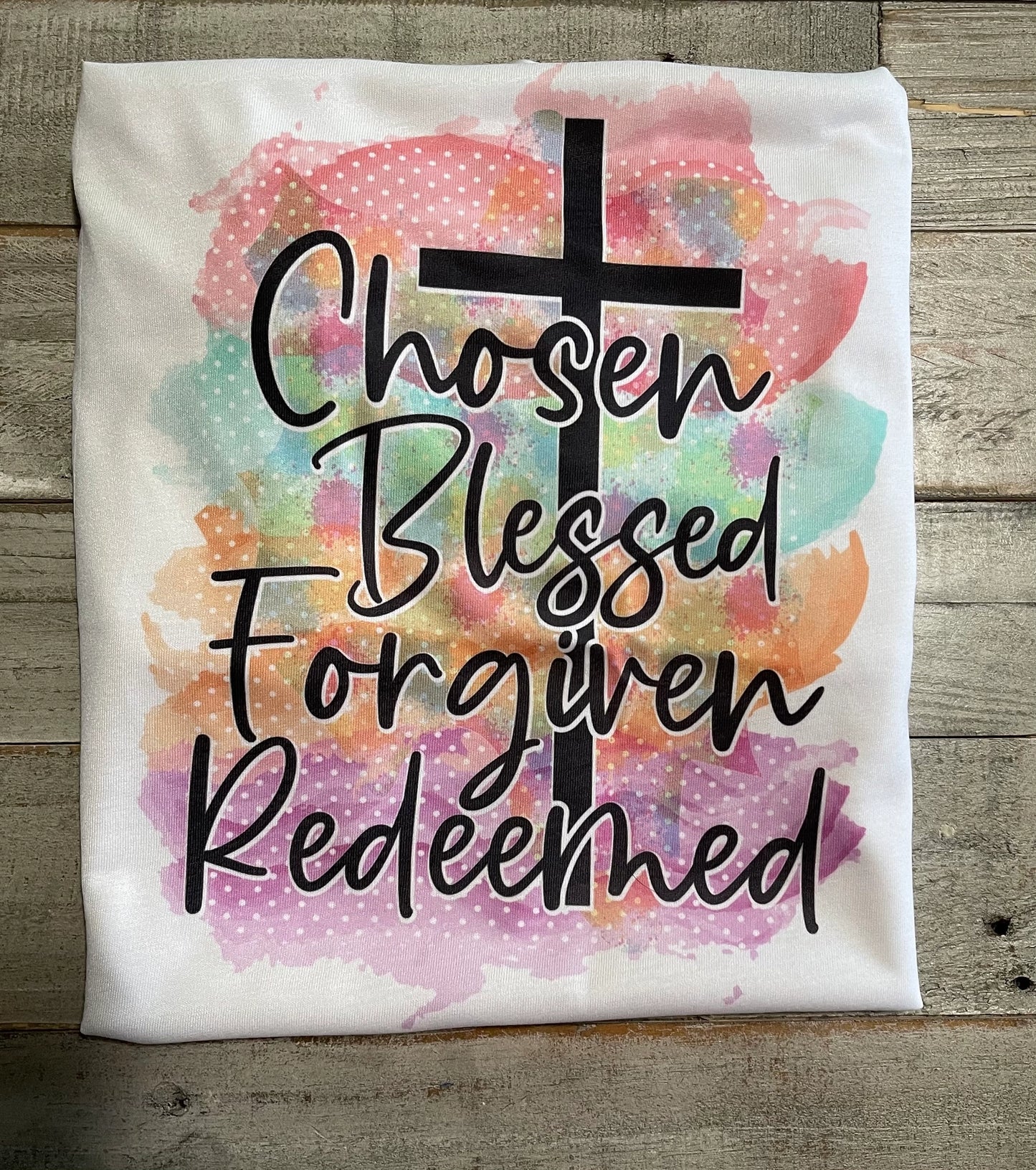 Southern Chic Blessed Forgiven Redeemed Graphic Tee