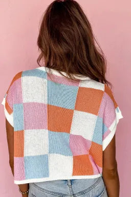 Grapefruit Orange Color Block Sweater