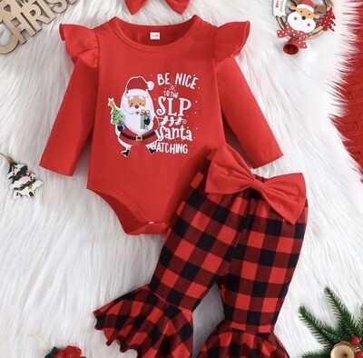 Plaid Santa Infant Matching Set