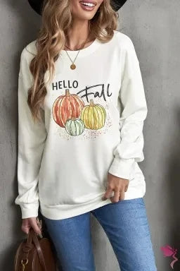 Fall Pumpkin Print Sweatshirt