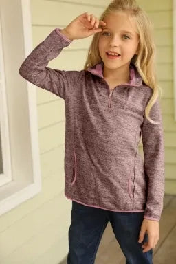 Zipped Collar Kids Sweatshirt with Pocket (Multiple Colors)