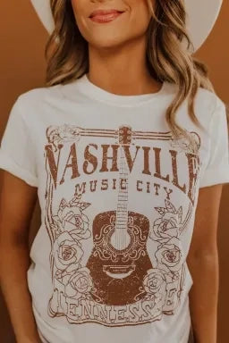 Nashville Music City Graphic Crew Neck Tee