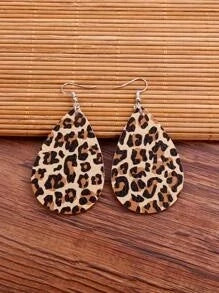 Leopard Tear Drop Earrings