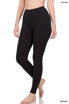 Premium Cotton Full Length Leggings - Zenana (Multiple Colors)