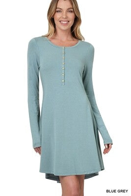 Long Sleeve Button Down Dress Zenana (Multiple Colors)