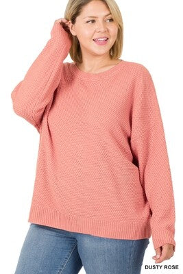 PLUS Round Neck Basic Sweater - Zenana