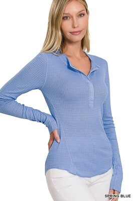 ZENANA WAFFLE SNAP BUTTON SWEATER  (MULTIPLE COLORS)