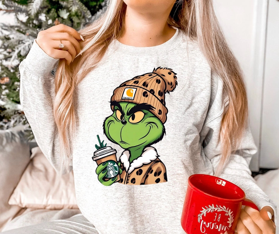 GRINCH BOUJEE STARBUCKS LEOPARD SWEATSHIRT