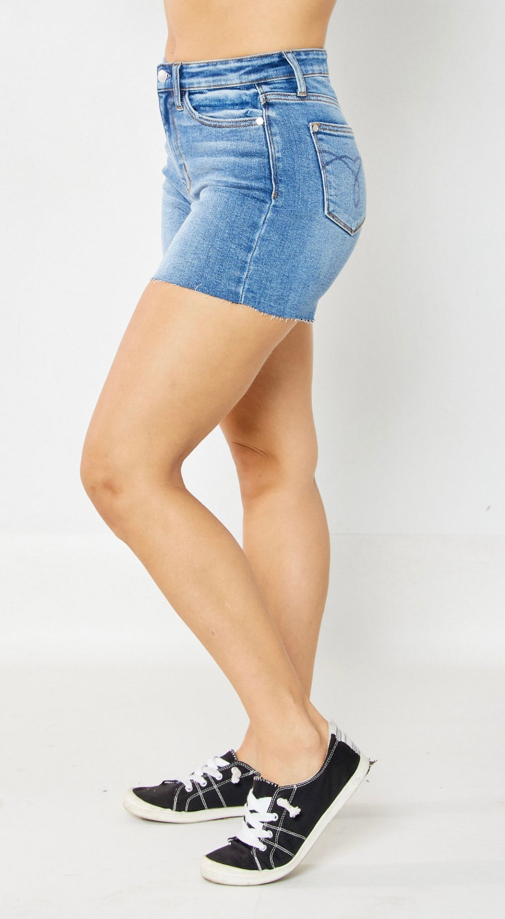 JUDY BLUE HIGH STRETCH HIGH WAIST PLUS SIZE JEAN SHORTS