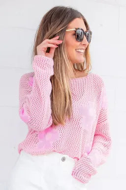 Light Pink Knit Drop Shoulder