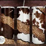 Girly Cowhide Tumbler, Glitter Western 20 oz Skinny Tumbler