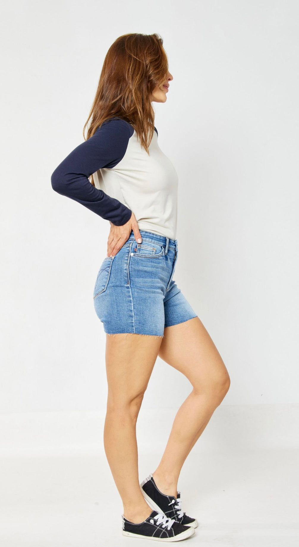 JUDY BLUE HIGH STRETCH HIGH WAIST PLUS SIZE JEAN SHORTS