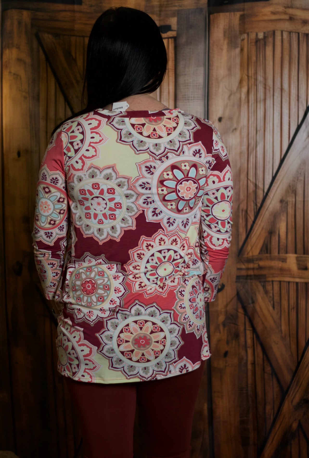 Paisley Abstract 3/4 Sleeve Twist Knot Top