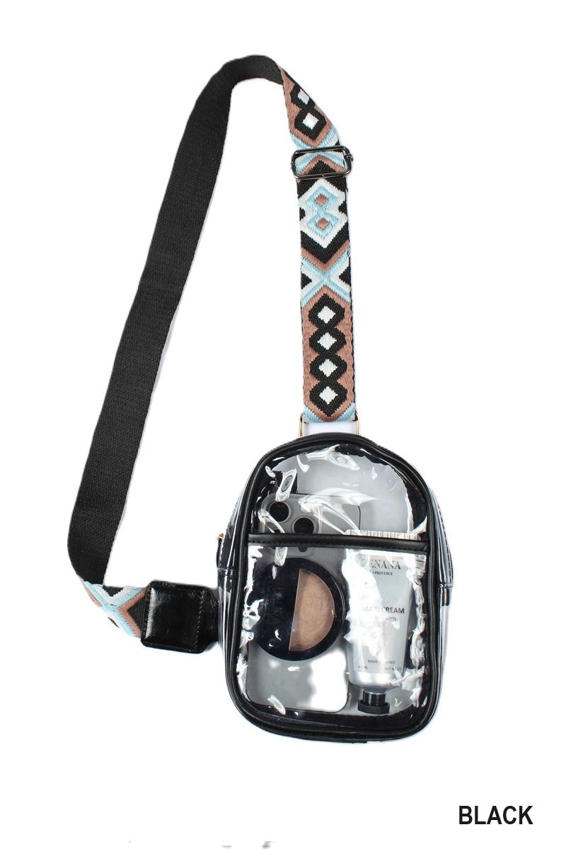 Zenana Clear Sling Bag with Guitar Strap