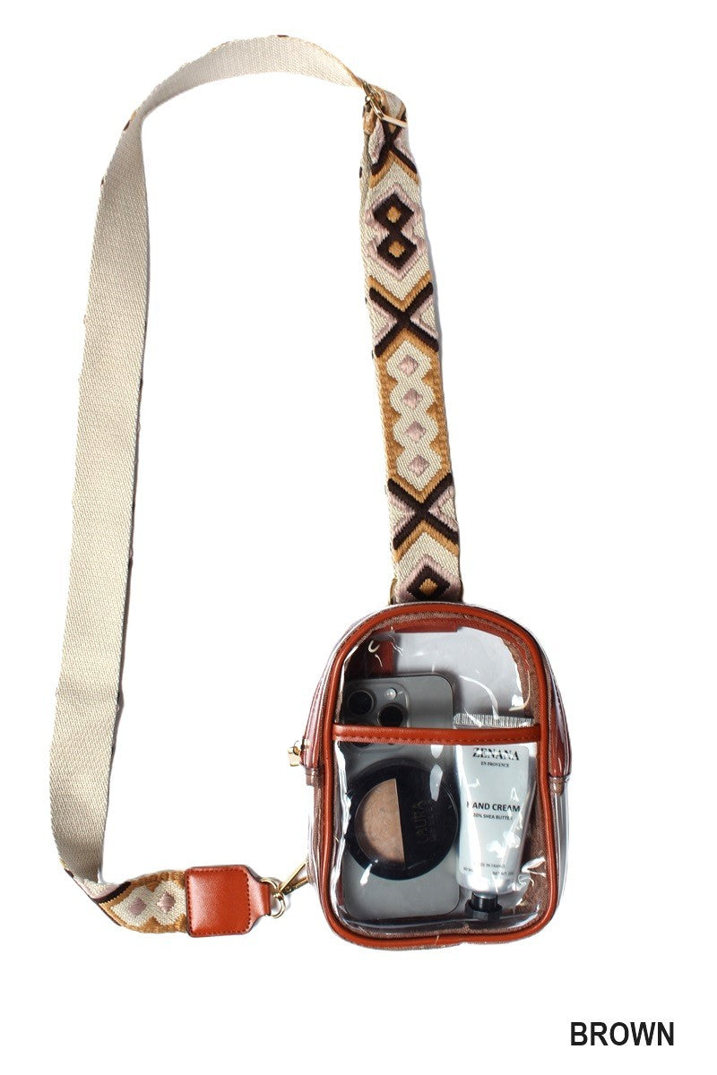 Zenana Clear Sling Bag with Guitar Strap