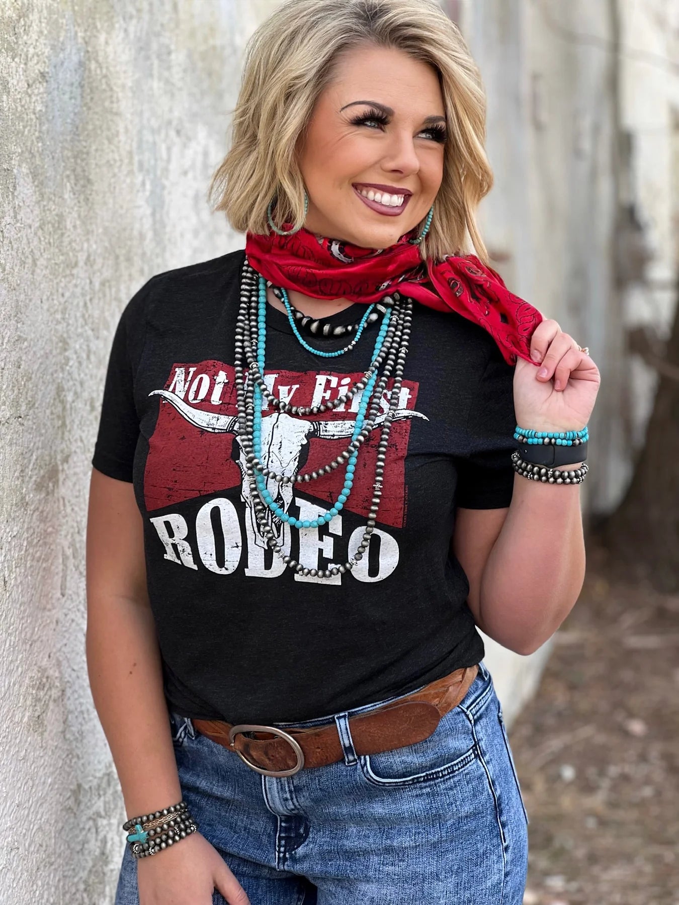 TEXAS TRUE THREADS Not My First Rodeo Black Tee