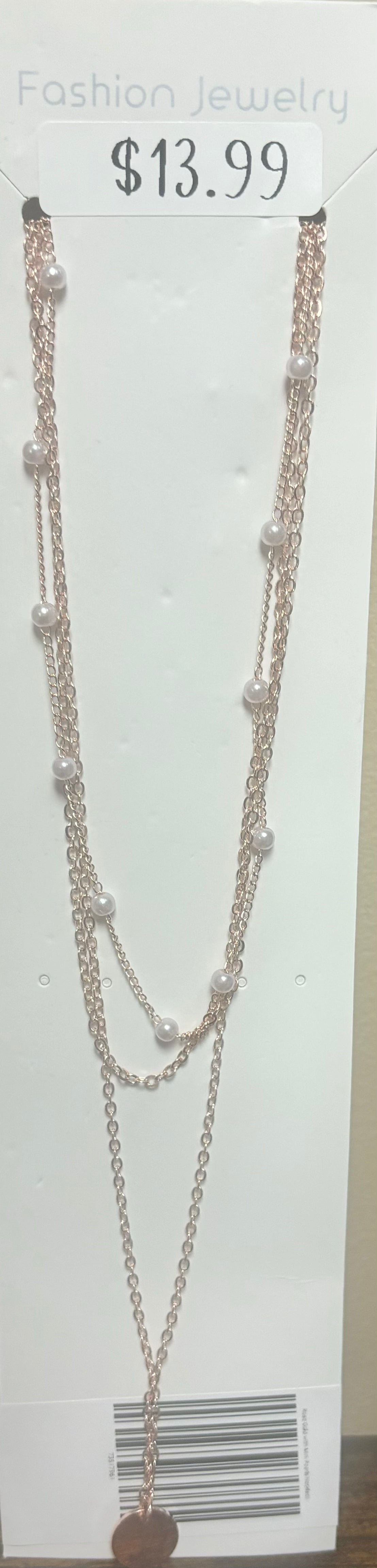 Rose Gold with Mini Pearls Necklace