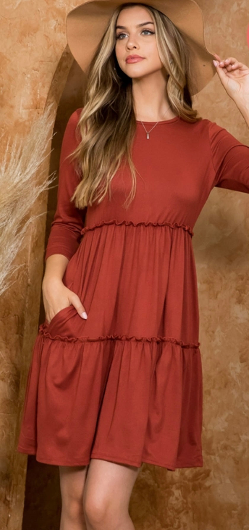 Long Sleeve Merrow Detail Dress