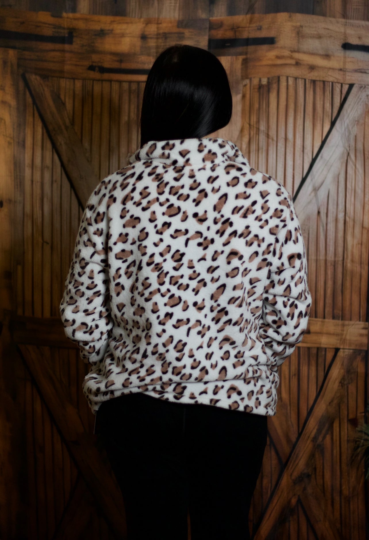 Leopard Quarter Zip Fleece Sweatshirt