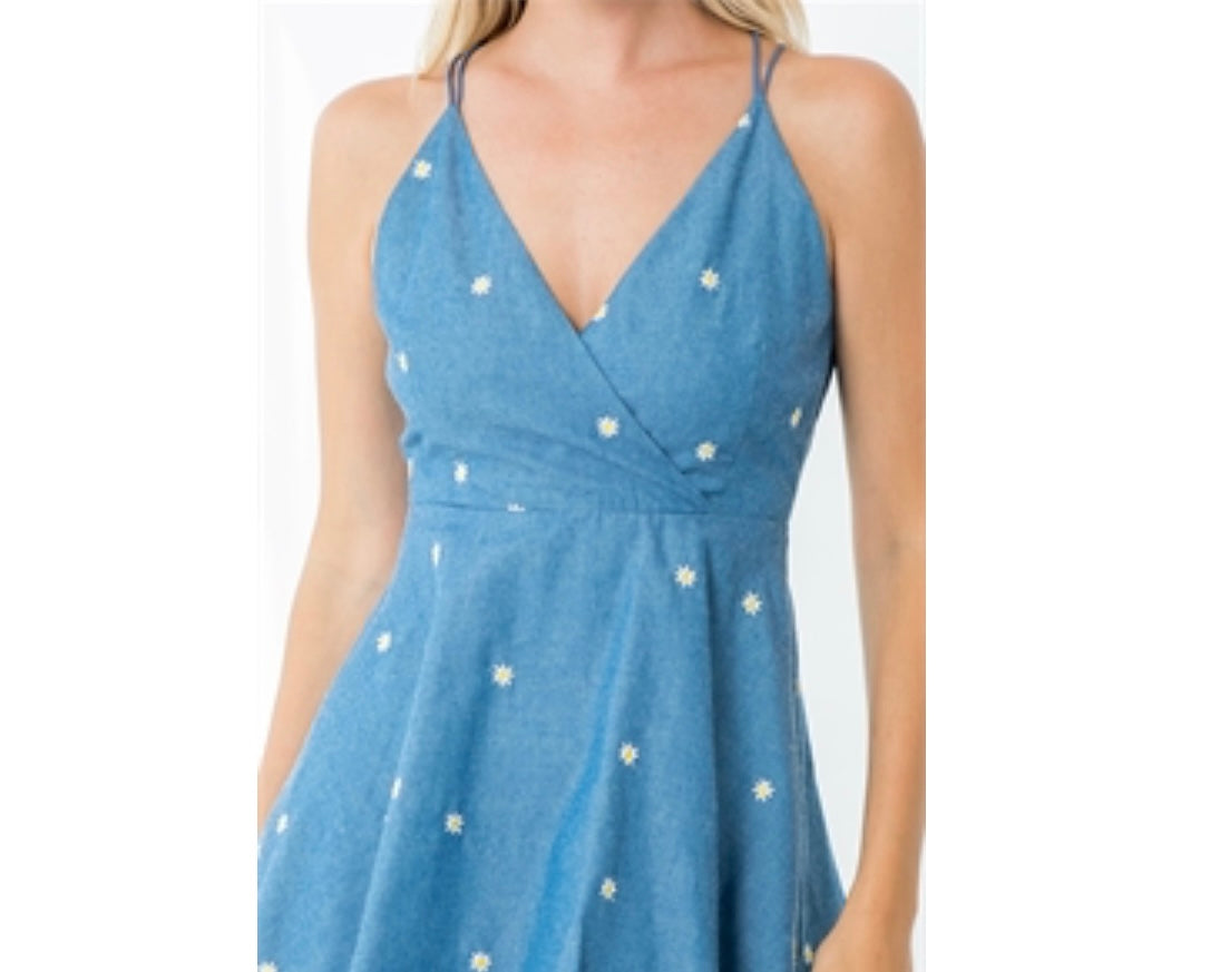 Denim Blue Sleeveless Mini Dress