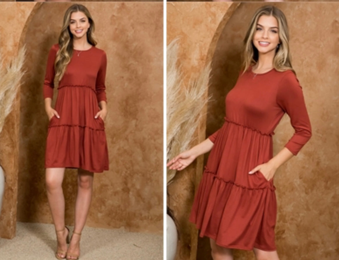 Long Sleeve Merrow Detail Dress