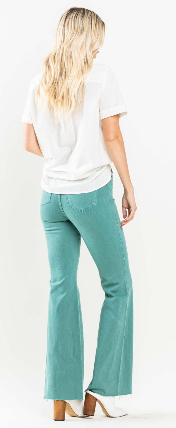 Judy Blue Tummy Control Topaz Dyed Flare Jeans -  Plus Size