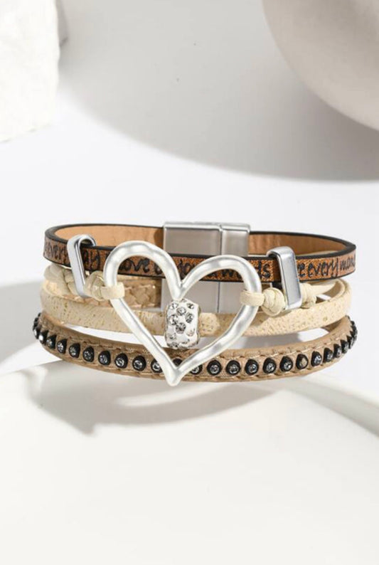 Light French Beige Heart Shape Buckle Bracelet