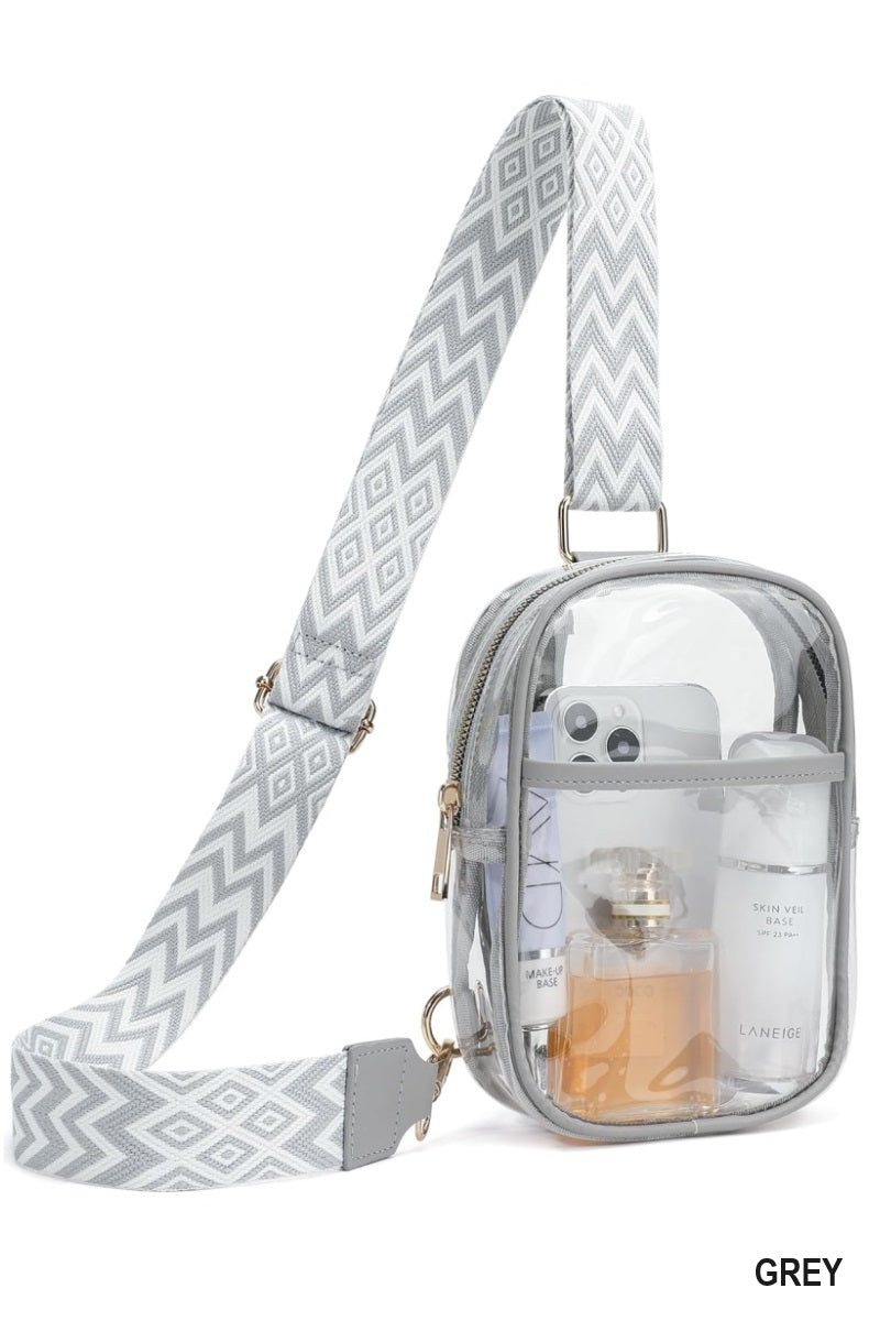 Zenana Clear Sling Bag with Guitar Strap