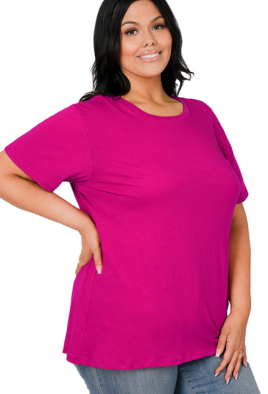 Zenana Cotton Boyfriend Round Neck Tee (Multiple Colors)