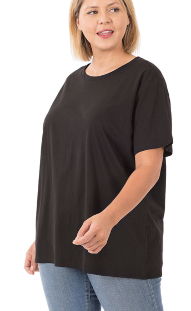 Zenana Cotton Boyfriend Round Neck Tee (Multiple Colors)