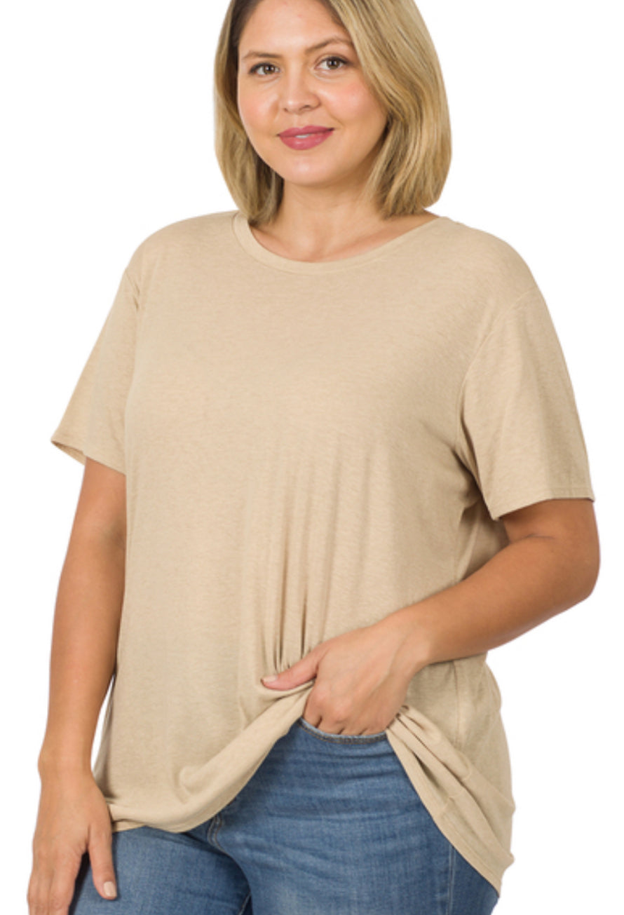 Zenana Cotton Boyfriend Round Neck Tee (Multiple Colors)