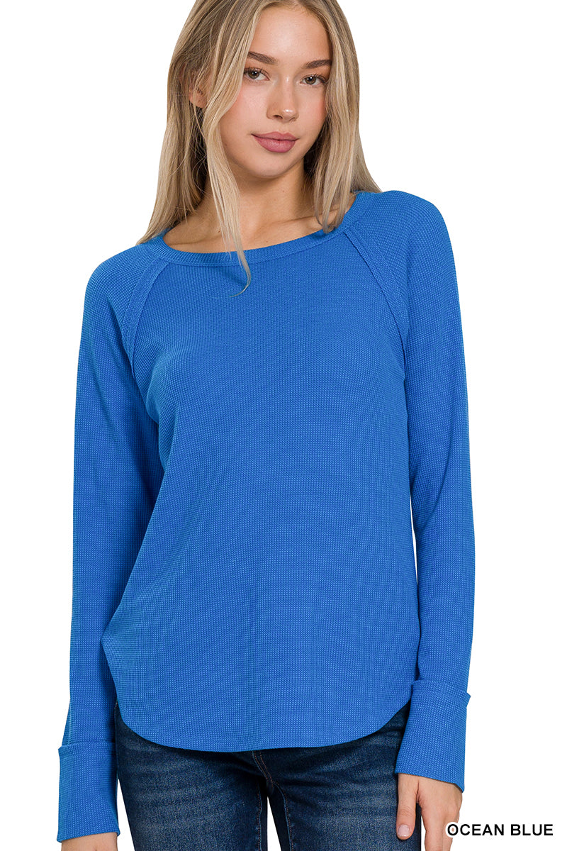 WAFFLE LONG SLEEVE TOP - ZENANA