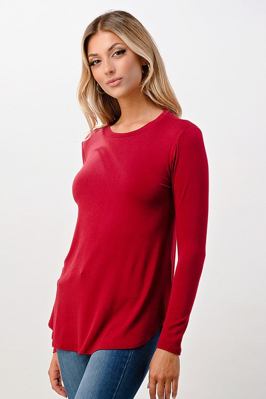 RUBY RED SLANTED FALL & SPRING LIGHT WEIGHT TUNIC TOP