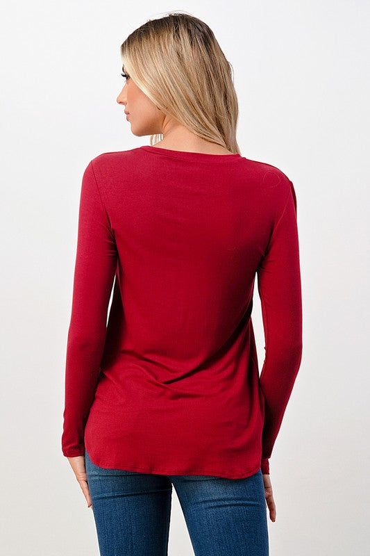 RUBY RED SLANTED FALL & SPRING LIGHT WEIGHT TUNIC TOP