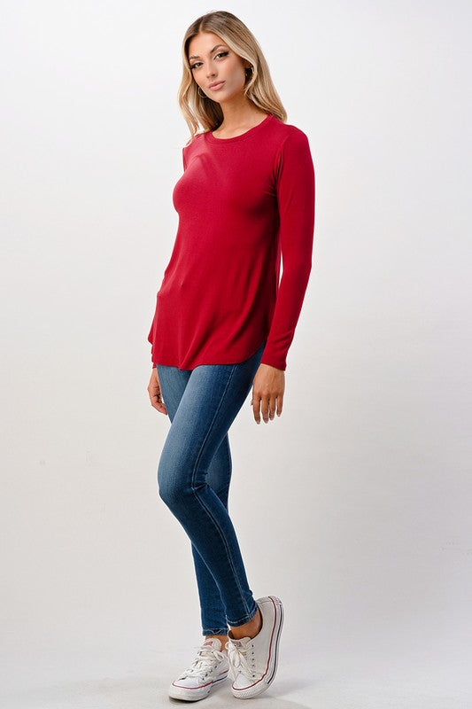 RUBY RED SLANTED FALL & SPRING LIGHT WEIGHT TUNIC TOP