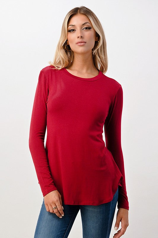 RUBY RED SLANTED FALL & SPRING LIGHT WEIGHT TUNIC TOP