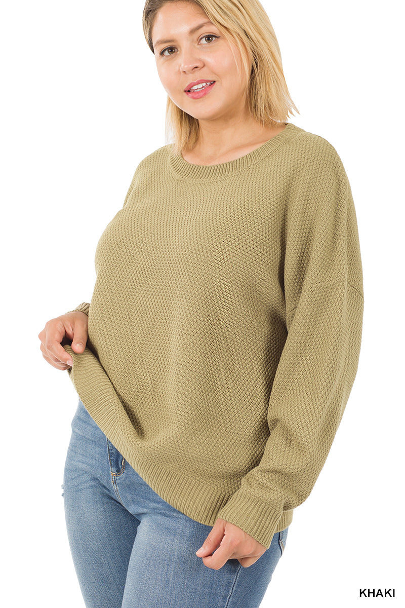 PLUS Round Neck Basic Sweater - Zenana