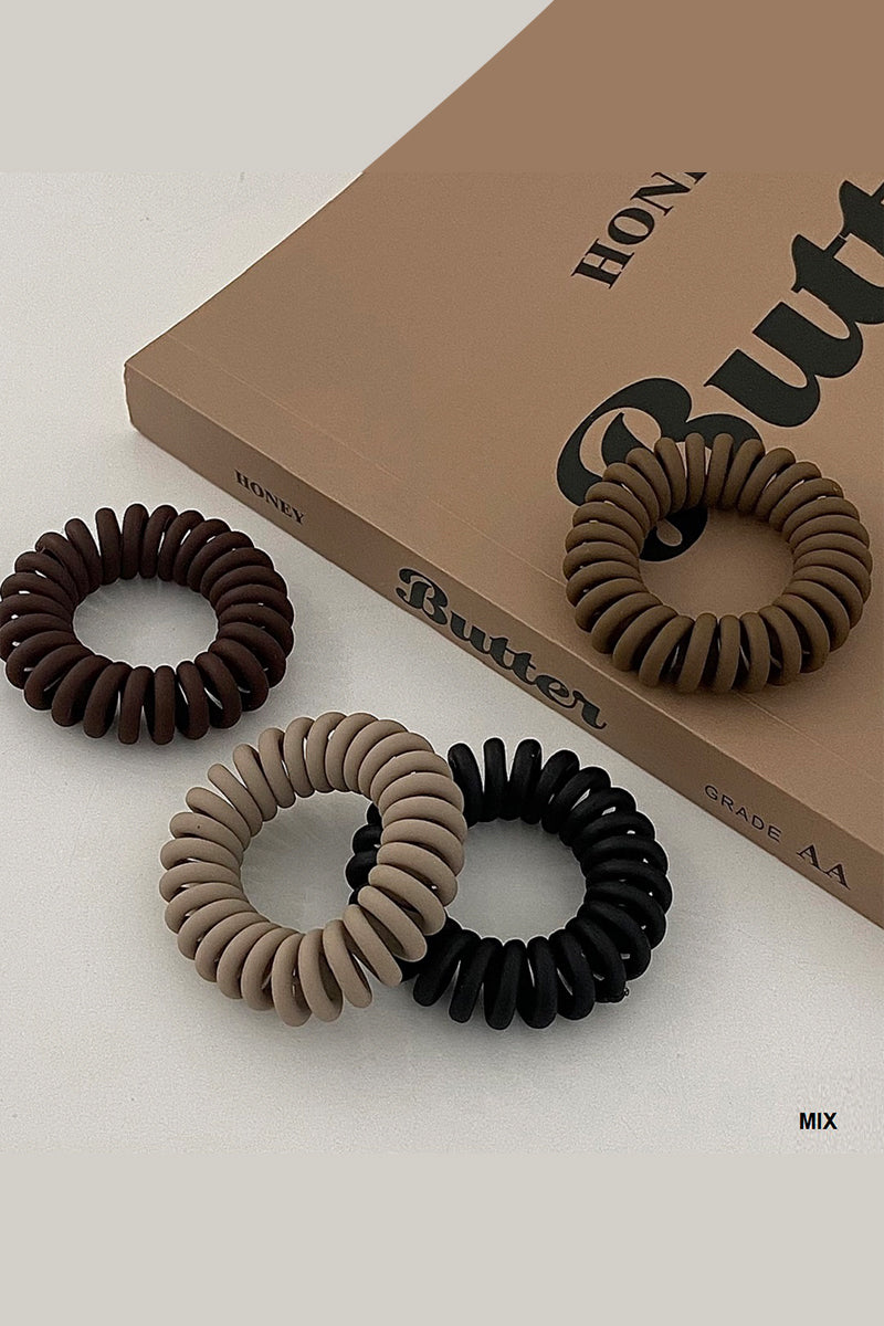 SPIRAL COIL HAIR TIES, SET OF 4