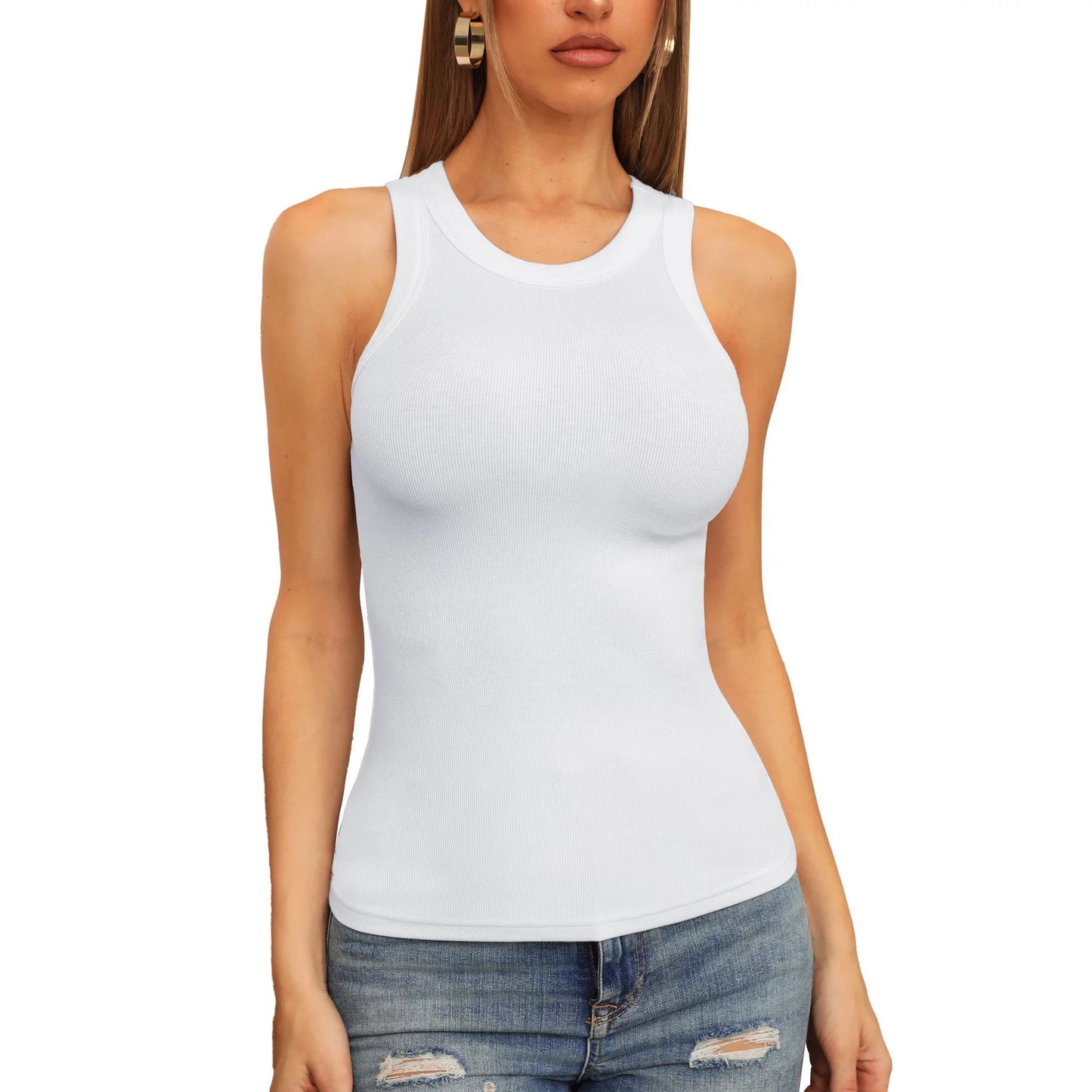 HIGH NECK SUMMER TANKS CAMI SLEEVELESS TANK  (11 Colors)