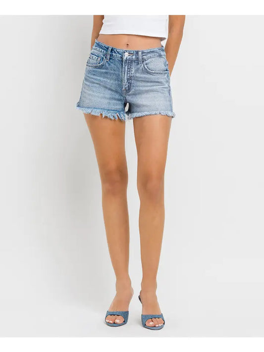 Vervet High Rise Frayed Hem A Line Shorts