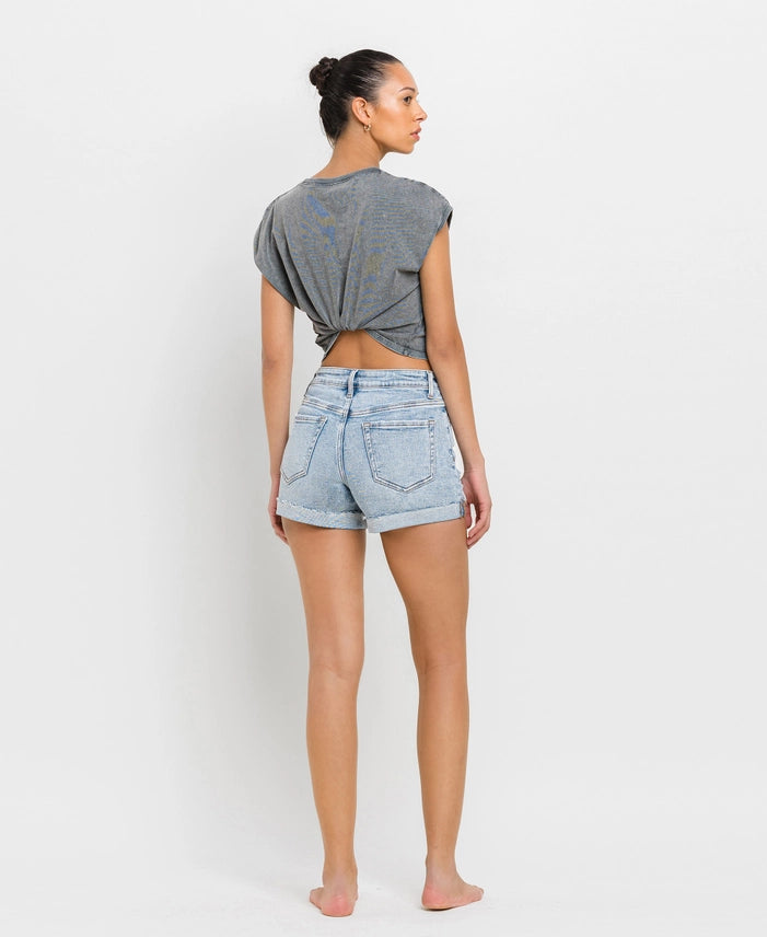 Vervet High Rise Single Cuff Denim Shorts