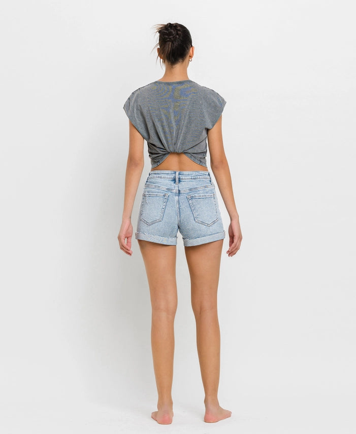 Vervet High Rise Single Cuff Denim Shorts