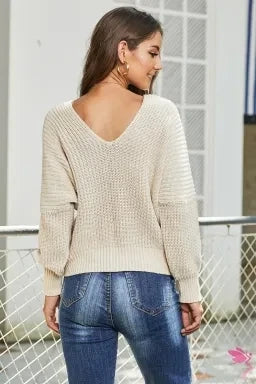 Knit V-Neck Pullover Sweater