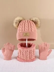 Toddler "Pom Pom" Snuggle Buggle Beanie, Gloves, & Infinity Scarf